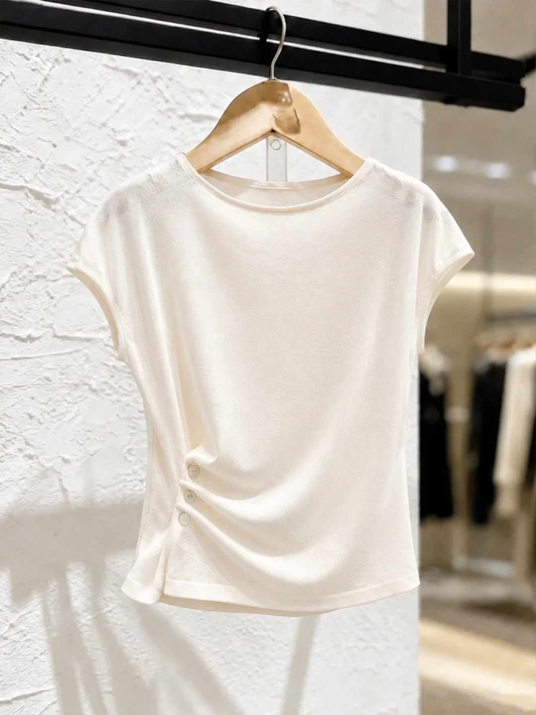 

Summer 2026 Women's Soft Comfortable Pure Color Short Sleeve T-Shirt Korean Style Simple Versatile Slimming Top round Neck