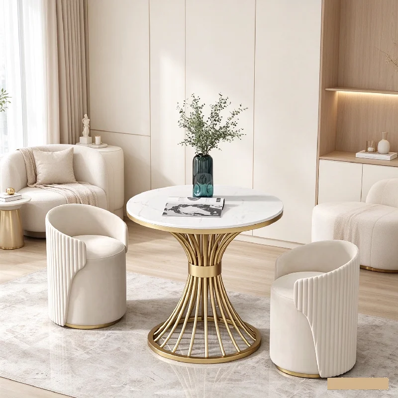Modern Marble Round Coffee Table Sofa Side Table For Balcony Living Room Corner Hall Negotiation Reception Small Dinner Table