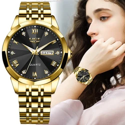 LIGE New Fashion Watch Women Top Brand Ladies Creative Steel Women Bracelet Watches Female Waterproof Clocks Relogio Feminino