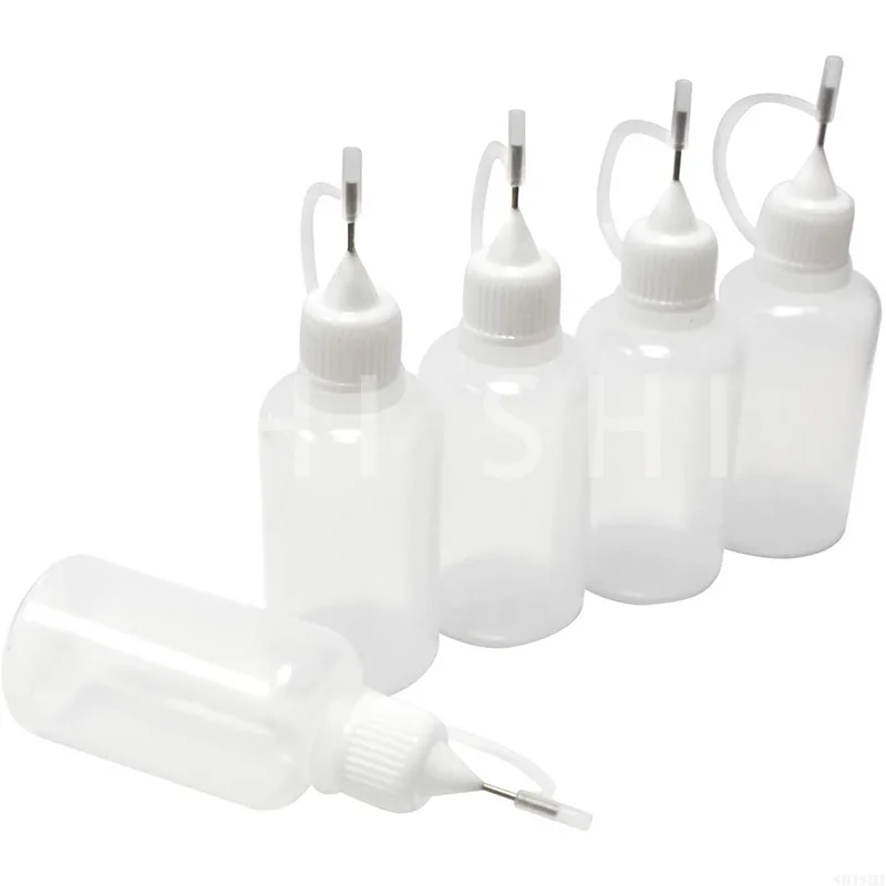 5 Pcs Plastic Squeezable Tip Applicator Bottle,Dropper Bottles with Needle Tip Caps for Glue Liquid 5/10/15/20/30/50/100/120ml