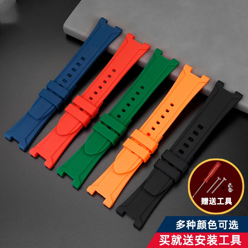 Special Concave Interface Silicone Watch Strap For Casio Heart of steel GST-B500D/AD/BD Rubber Strap Waterproof Bracelet 24mm