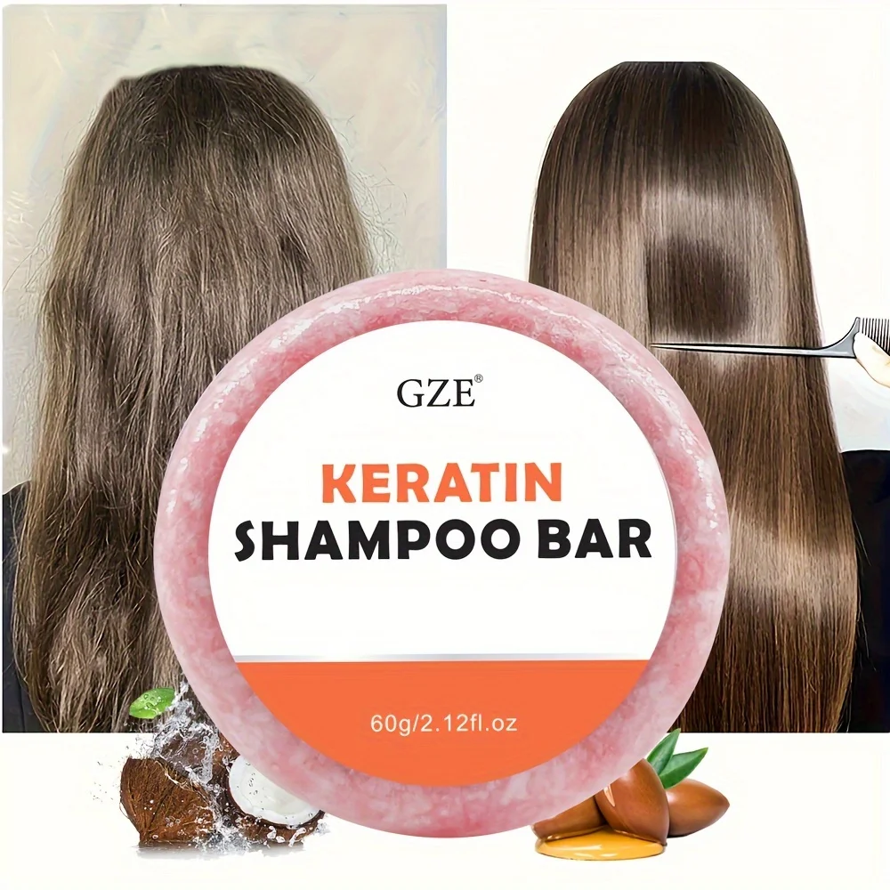 Keratin Shampoo Bar Soap - Salon Thickening for Dry, Damaged, Curly, Frizzy, Straight or Color Treated Hair - Anti Frizz Formula