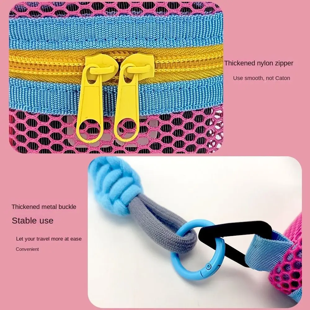 Durable Hollow Mesh Shoulder Bag Mini Wear-proof Circular Crossbody Bag Lightweight Portable Colorful Bucket Bag Lipstick view 3
