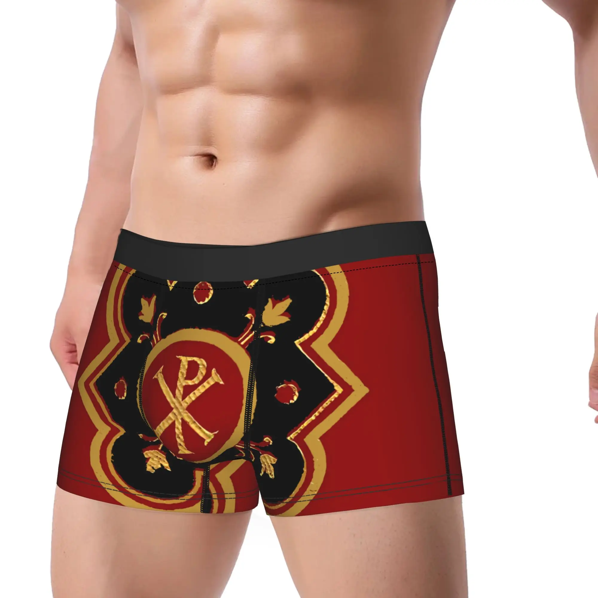 1piece Red Chi-Rho Underpants Breathbale Panties Male Underwear Comfortable Shorts