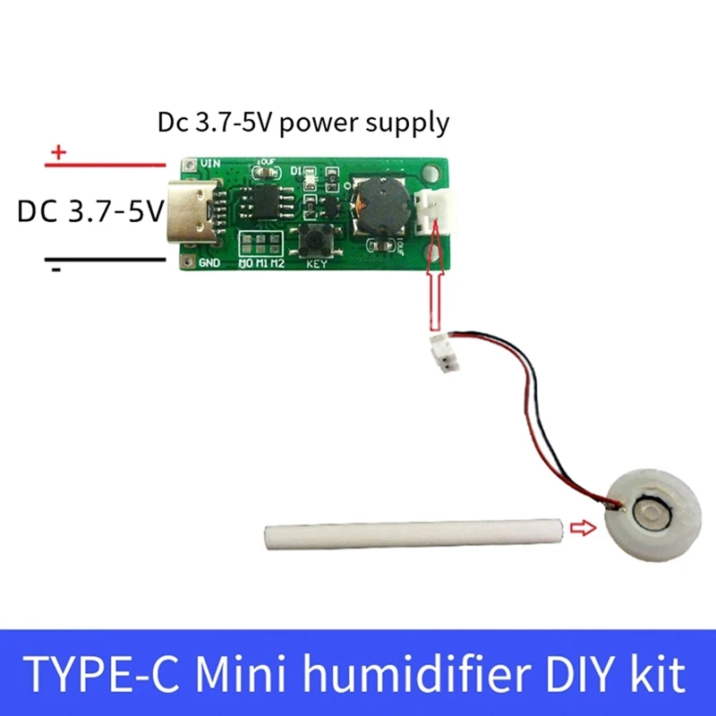 X17A 2025 НОВЫЙ USB мини-увлажнитель DIY Kit DC 3,7-5,5 В Type-C мини-увлажнитель DIY Kit 330 мА домашний ультразвуковой увлажнитель воздуха