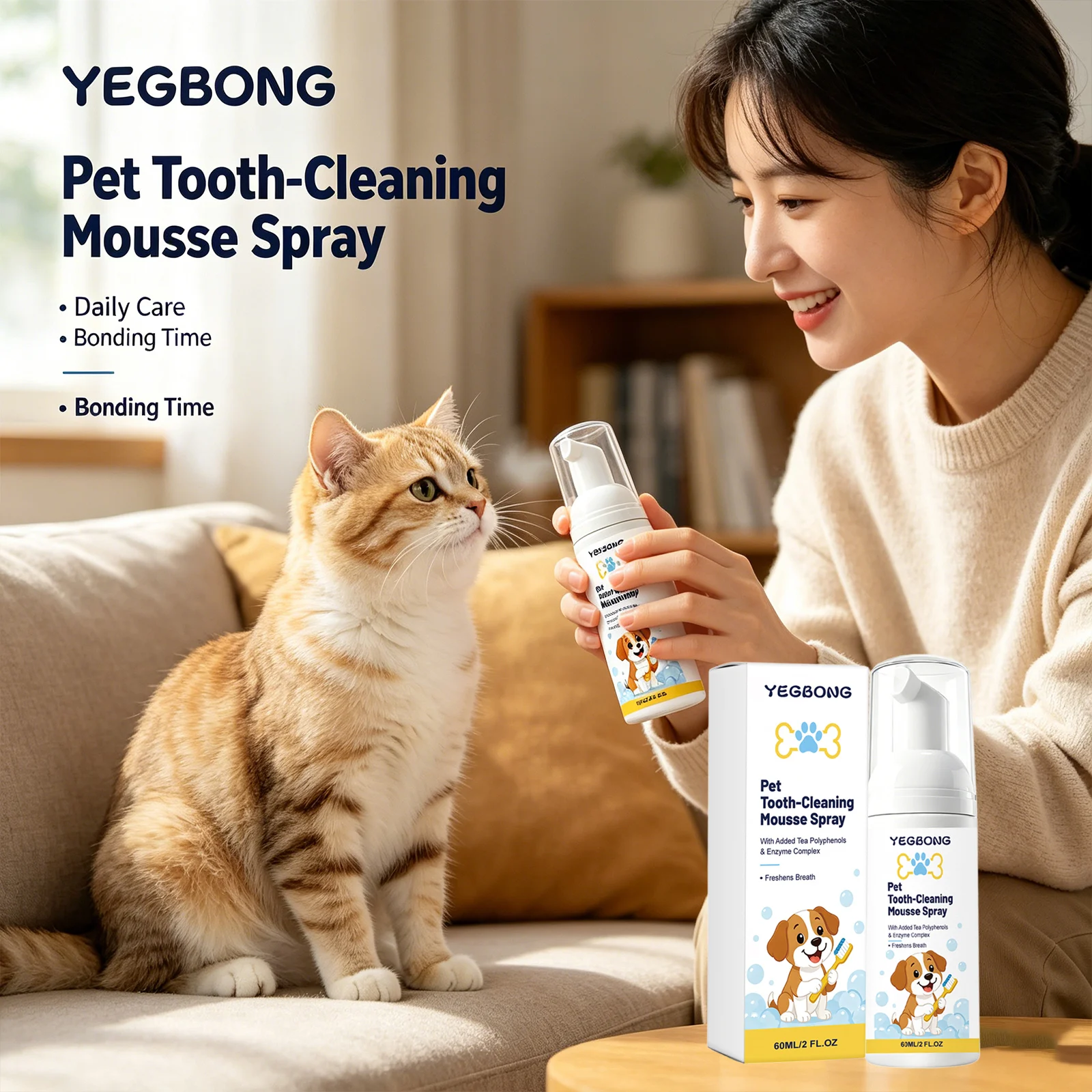 

Pet Teeth Cleaning Mousse Removing Dental Plaque & Tartar Relieve Inflammation Reducing Odor Freshing Breath Pet Oral Care Spray