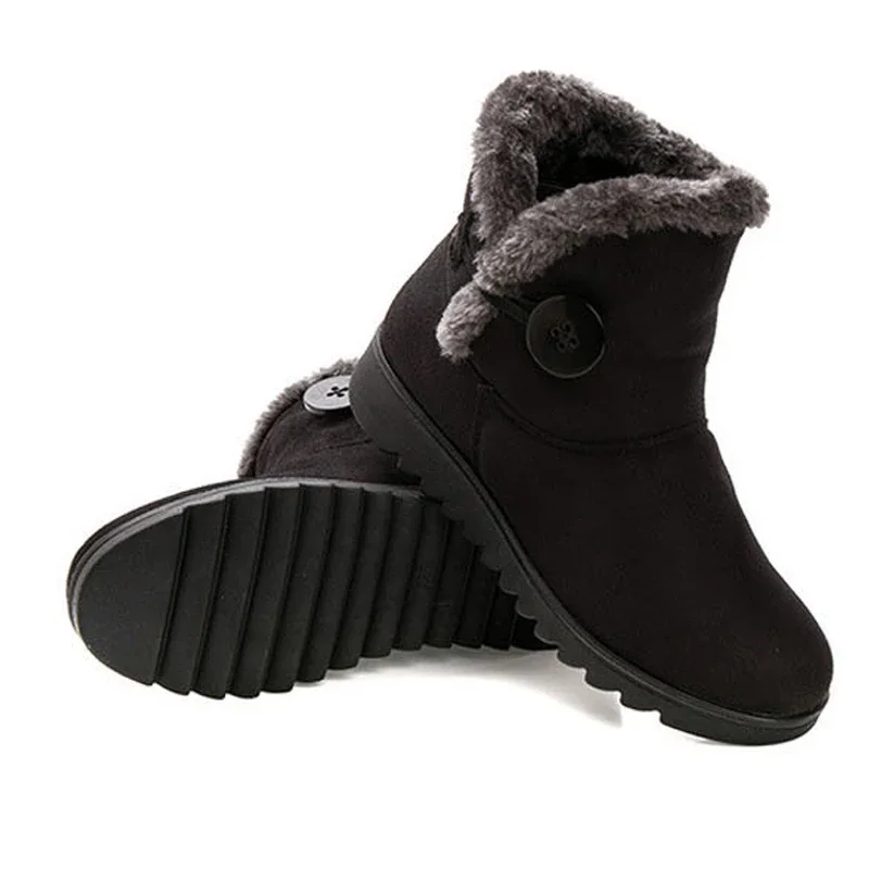 YAERNI Hot Sale Shoes Women Boots Solid Slip-On Soft Cute Women Snow Boots Round Toe Flat with Winter Fur Ankle Boots