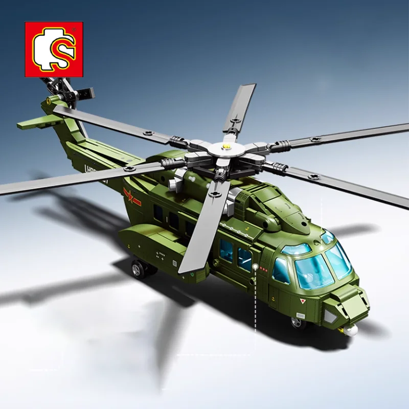 SEMBO 605PCS New 8L Multi-role Helicopter Puzzle Block Military Series High Reduction Collection Toy Model Kids Christmas Gift