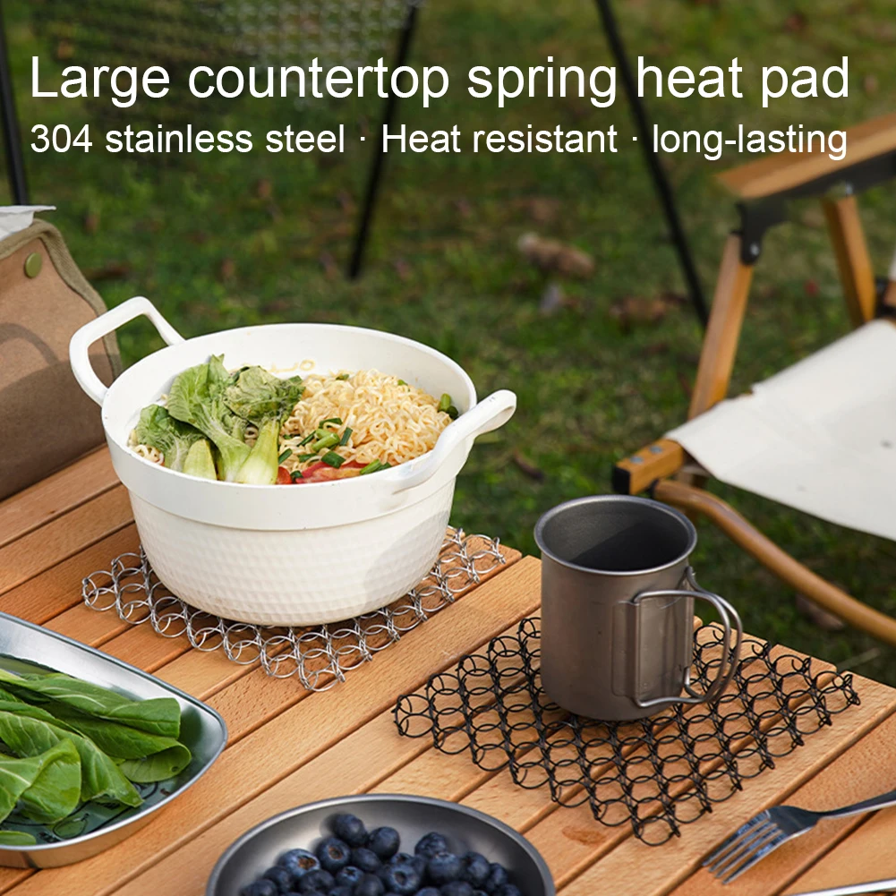 

Spring Insulation Pad Stainless Steel Table Top Insulation Pad Waterproof Oil Proof Pot Pad Table Mat For Outdoor Camping BBQ Ho