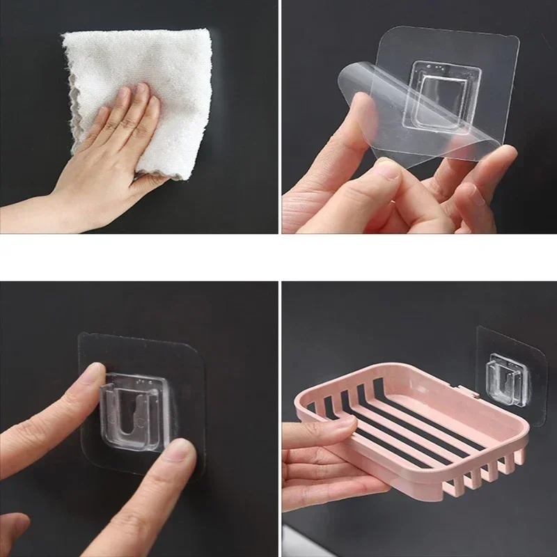 Wall Mounted Double Layer Soap Dish Holder Punch-Free Drawer Draining Holder Kitchen Sponge Storage Box Bathroom Organizer Rack