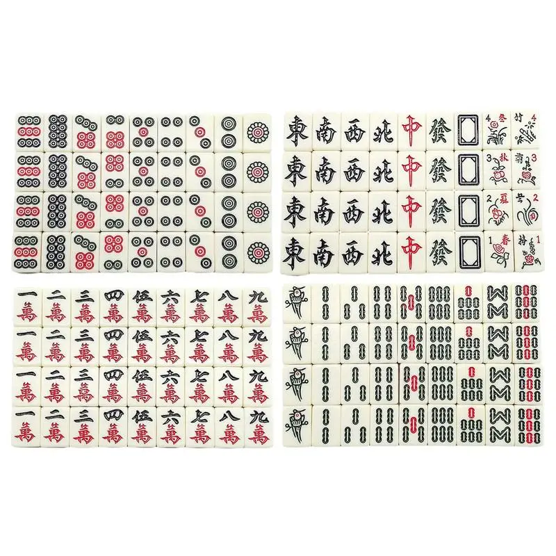 Mini Numbered Mahjong Traditional Chinese Version Game Set With Portable Box Mah-Jongg Travel Family Fun Toys Leisure Time Game