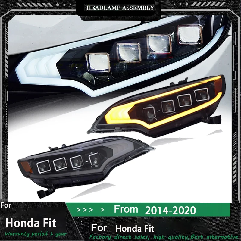 

Автомобильные светодиодные фары для Honda Fit 2014-2020 GK5 джазовые фары в сборе, ремонт, обновление, полные светодиодные передние фары, аксессуары