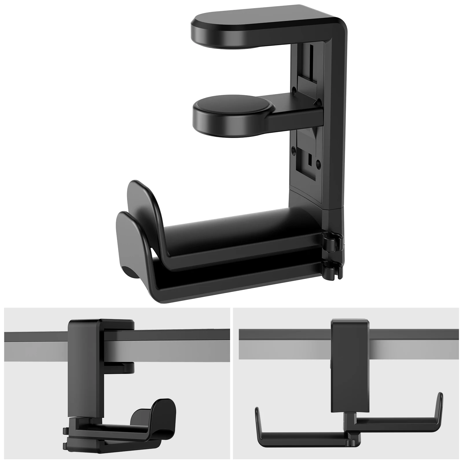 1PC Adjustable Bilateral Headphone Holder Stand Table Side Installation Headset Rack Household Storage Bracket Expansion Support