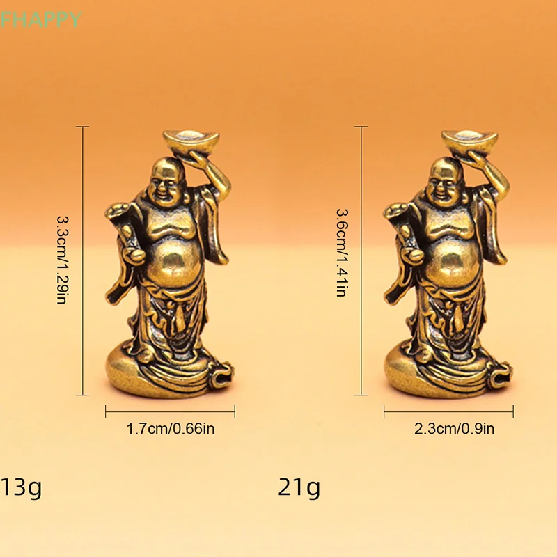Maitreya Buddha Miniatures Figurines Brass Small Statue Ornaments Home Decor Craft for Living Room Desk Decoration