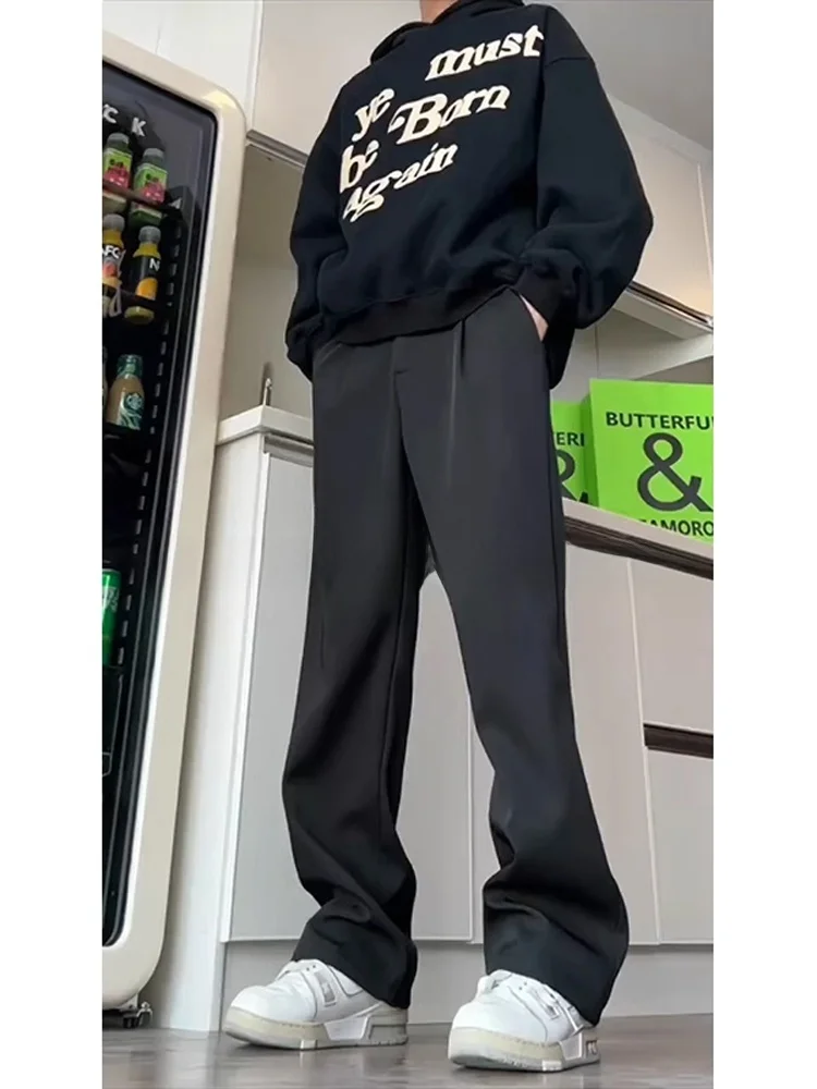 

Мужские брюки Cleanfit прямого кроя, черные, в американском повседневном стиле, слегка расклешенные, молодежные, свободного кроя, немнущиеся