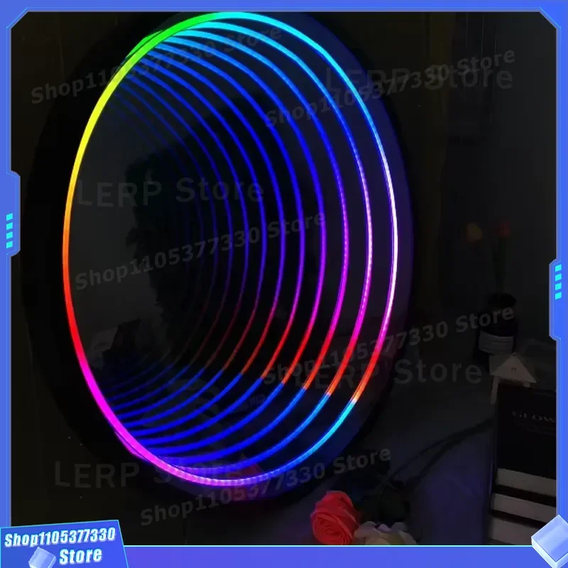 Custom Shape LED Abyss Mirror Melaleuca Light for Bars Coffee Shops Malls Enterprises Decorative Wall Art Lighting Fixture