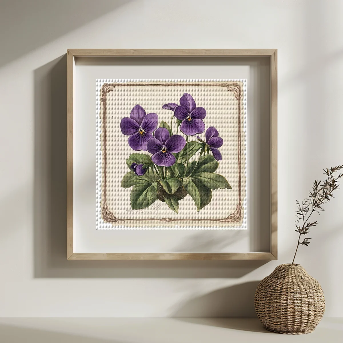 1pc 30X30CM/11.8inch Flower Stamped Cross Stitch Kit DIY Kit 11CT/14CT DIY Embroidered Set DIY Cross-Stitch Set Accessories