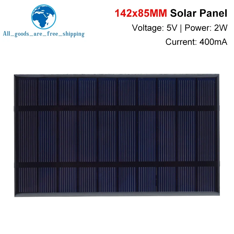 Smart Electronics 400mA 5V 2W Solar Cells Solar Panel Phone Charger Home Improvement 142mm*85mm Polycrystalline Silicon