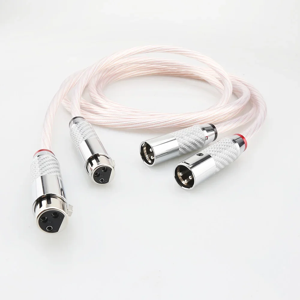 Hi-End 7n OCC and Silver Plated Mixed Hifi 3 Pin XLR Balanced Cable 2XLR Male to Female Cable for DAC DVD CD Amplifier