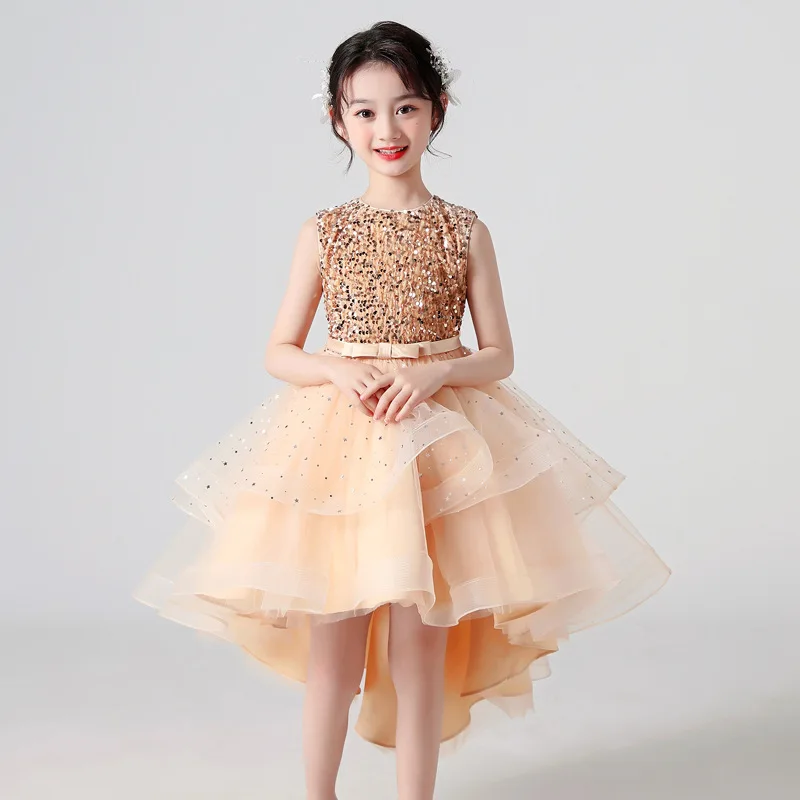 

Children's Dress New Girl Sleeveless Fluffy Yarn Tail Princess Dress Flower Boy Walk Show Piano Performance Dress