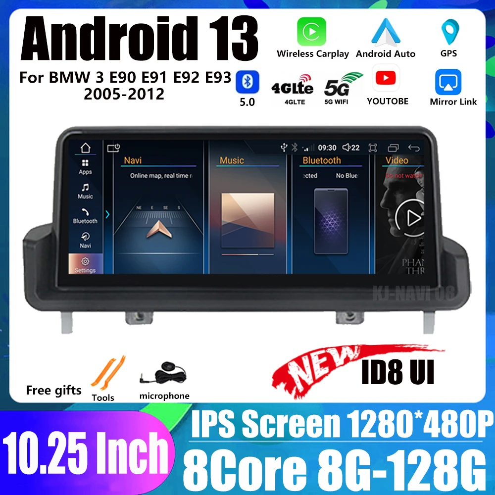 

10.25" Android 13 ID8 Car Radio For BMW 3 E90 E91 E92 E93 2005-2012 4G WIFI BT Carplay Multimedia GPS Navigation Head Unit