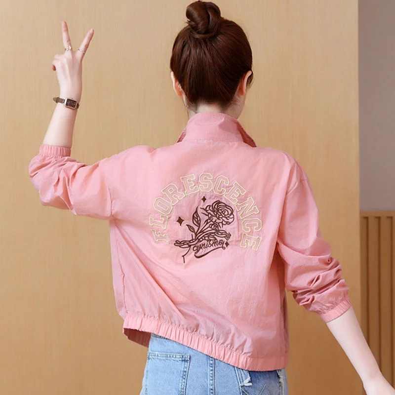 

Versatile Embroidered Summer Women's Outerwear Loose Fit Short Length Popular Style Protective Clothing Top for plus Size