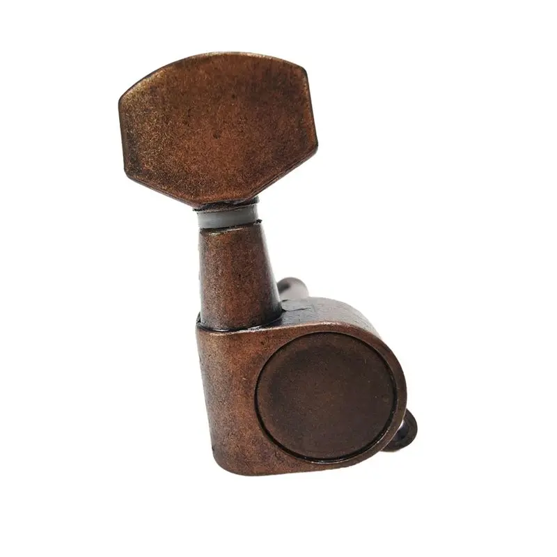 A64T 6 Pcs Guitar Tuners, Square Handle Tuning Pegs Machine Knobs for Steel String Electric Folk Guitar, Red Bronze
