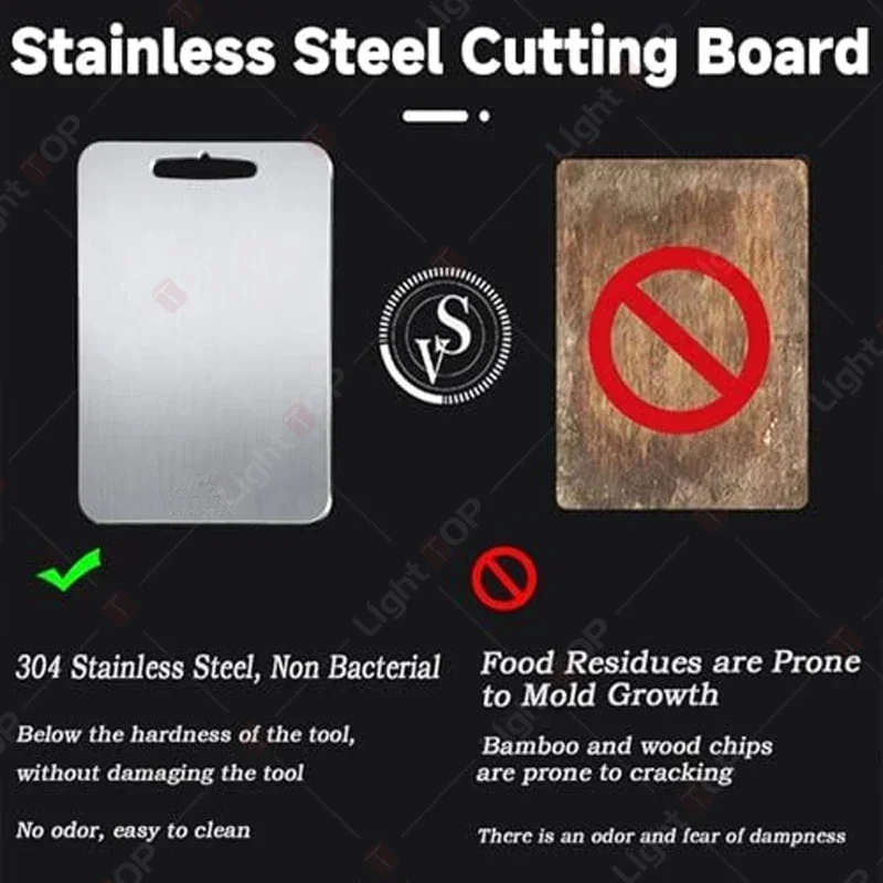 304 Stainless Steel Kitchen Cutting Boards Double Sided Multipurpose Larged Chopping Board for Household Kitchen Accessories image 4