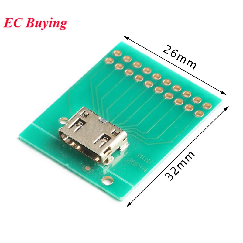 2Pcs/1pc Mini HDMI Test Adapter Board Type C Female Connector Interface 2x10Pin 20Pin 2.54mm PCB Transfer Converter IC Socket — zdjęcie 7