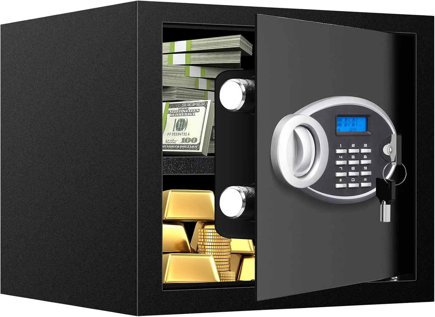 1.6 Cuft Fire proof Safes for HOME USE, Anti-Theft Digital Personal Security Safety Box with Electronic Keypad and Spare Keys, H