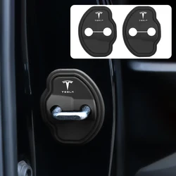4PCS Silicone Logo Car Door Lock Cover Protection Stickers For Tesla Model Y Model 3 2017-2023/MODEL3 Highland 2024 Model S