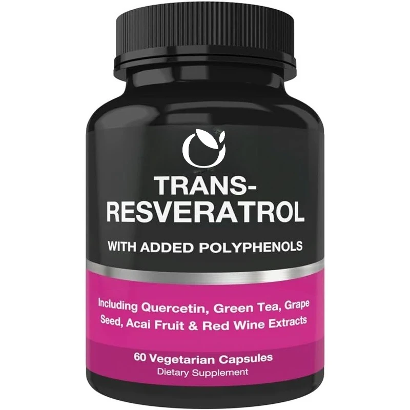 

Resveratrol Supplement - Containing Trans Resveratrol, Grape Seeds, Green Tea, and Red Wine Extracts -60 Vegetarian Capsules