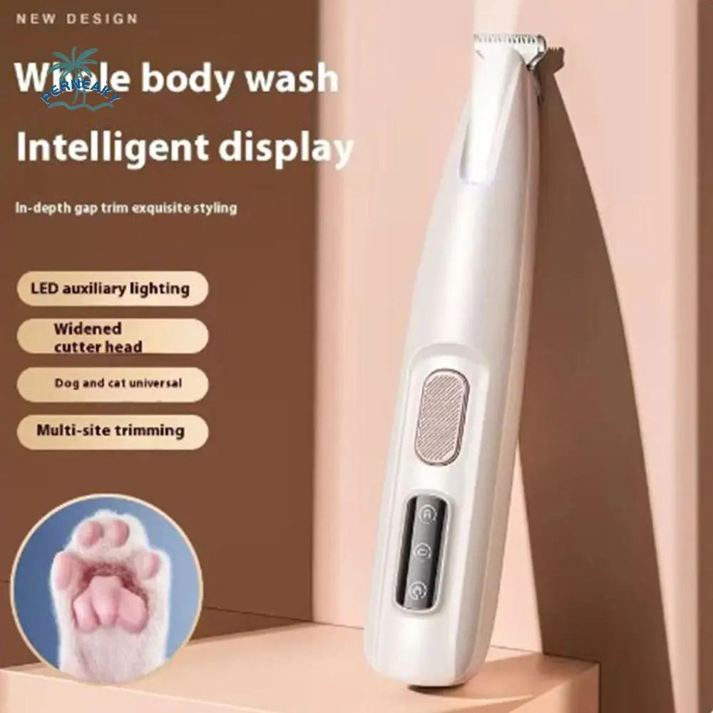 Electric Dog Hair Trimmer Smart Display Waterproof Pet Foot Shaver USB Rechargeable Hair Repair Pet Paw Trimmer Claw Hair