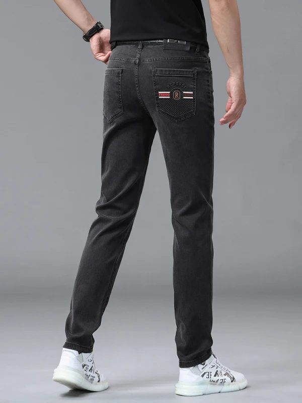

Мужские джинсы Slim Fit Bla, тонкие, в корейском стиле, повседневные длинные брюки, модные летние новинки, хлопковые эластичные джинсы