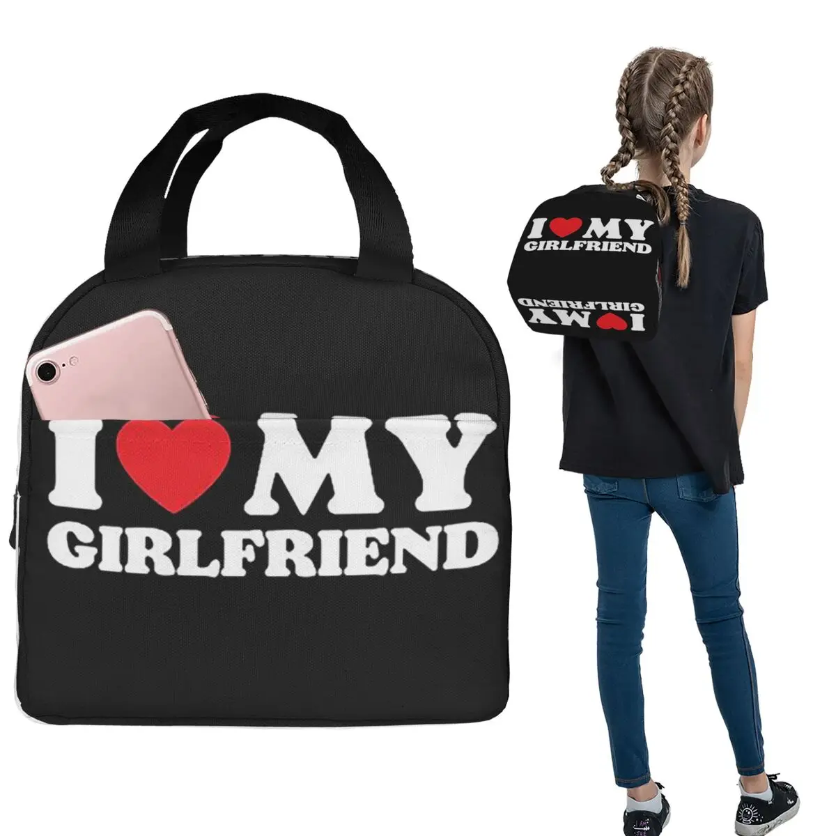 

Термосумка для обедов I Love My Girlfriend для женщин и детей, портативный контейнер для еды, термосумка-тоут