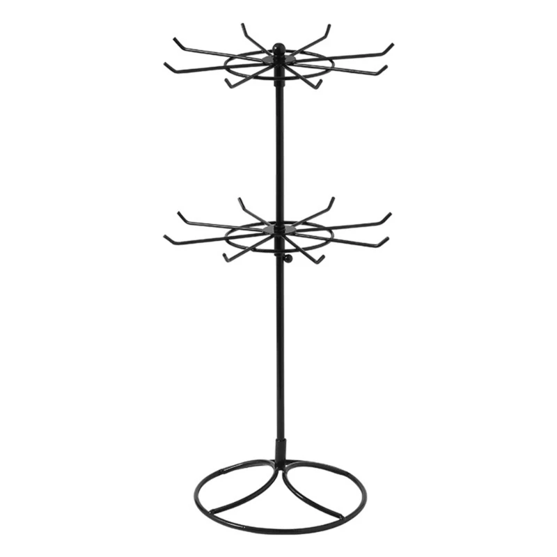 Rotating Iron 2-Tier Revolving Stand Rack Jewelry Display Hanger Counter Top Spinner Rack for Retail Bracelet Organizer