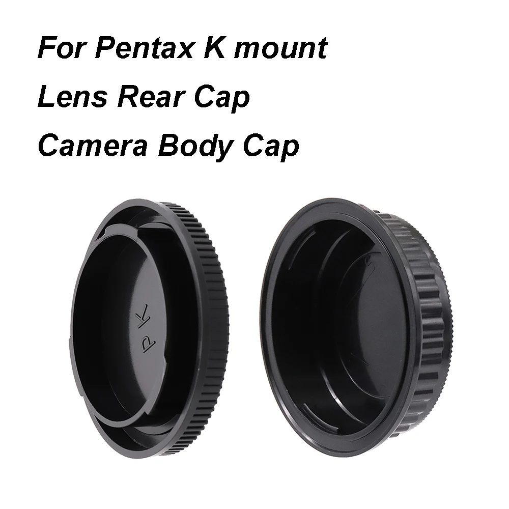 Plástico preto lente tampa para Pentax PK, lente de montagem, tampa traseira, corpo Cap Set, tampa da tampa para Pentax K1, K5, K10, K20, etc