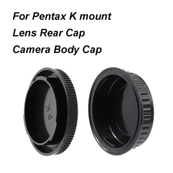 Pentax PK K 마운트 렌즈 후면 캡 또는 카메라 바디 캡 또는 캡 세트 Pentax K1 K5 K10 K20 등을 위한 플라스틱 검정색 렌즈 캡 덮개 뚜껑
