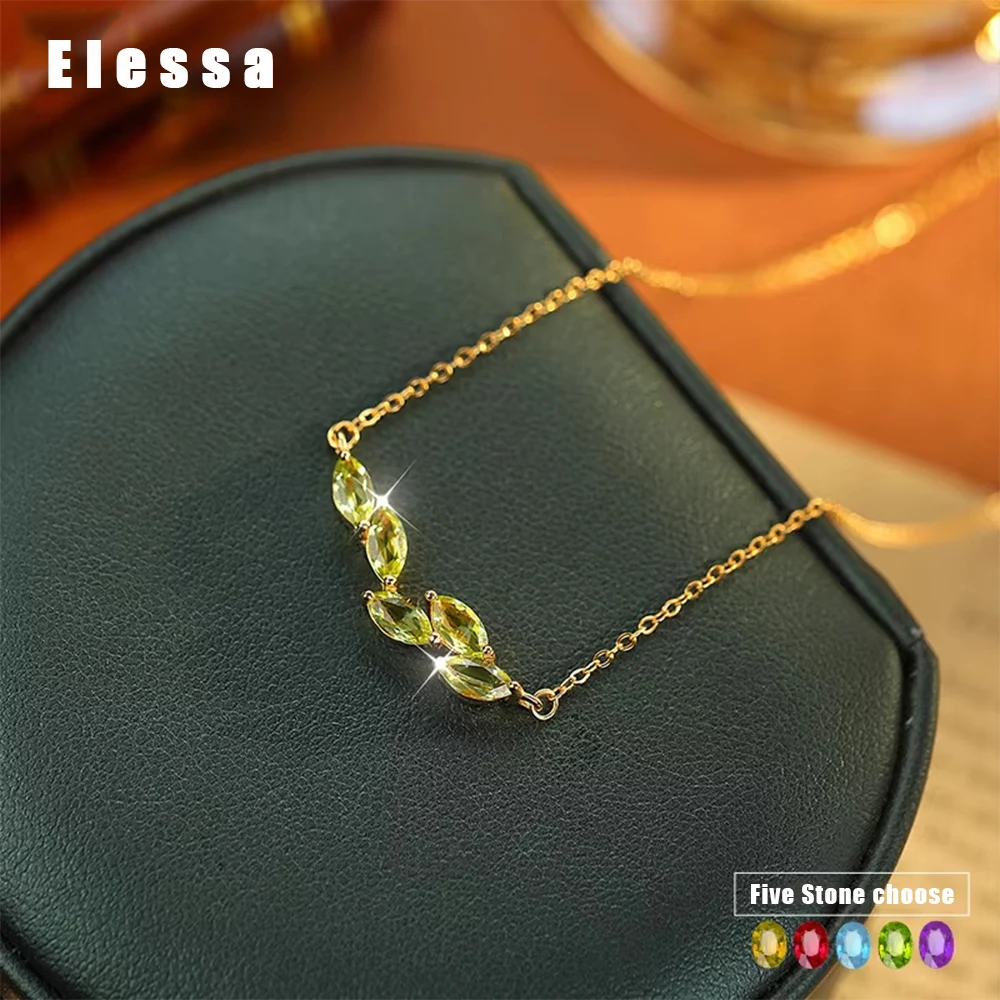 

Elessa Изящное золотое ожерелье, кулон из натурального драгоценного камня, элегантное классическое ожерелье, подарок на день матери, подарок на день рождения для нее