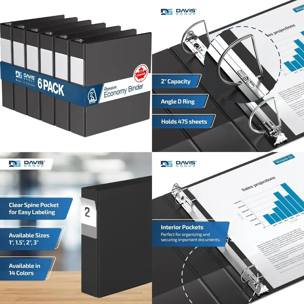 학교나 사무실에서 프리미엄 이코노미 사용을 위한 내구성 있는 2인치 D-링 바인더, 문서 및 용품 정리에 이상적
