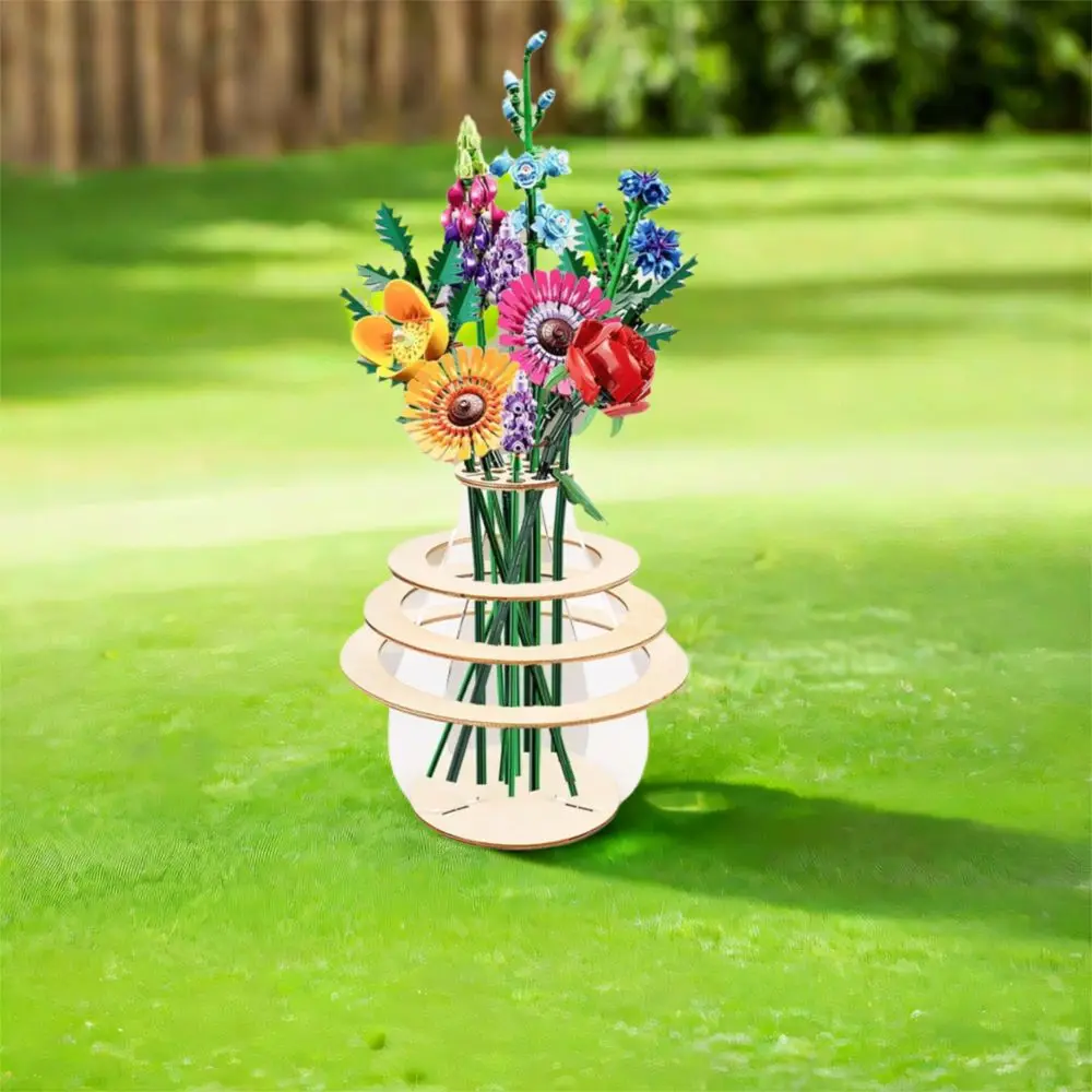 

Natural Wooden Puzzle Flower Vase Wood Craft Exquisite Flower Holder Ornament Handmade Plant Display Rack For Home Living Room