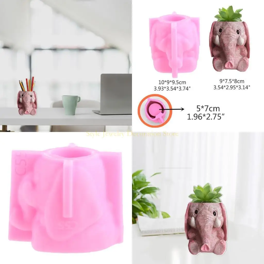 

D46E Слон Флауэрпот держатель ручки ультрафиолетовой эпоксидные плесени Цементная штукатурка глиняная смоля Силиконовая