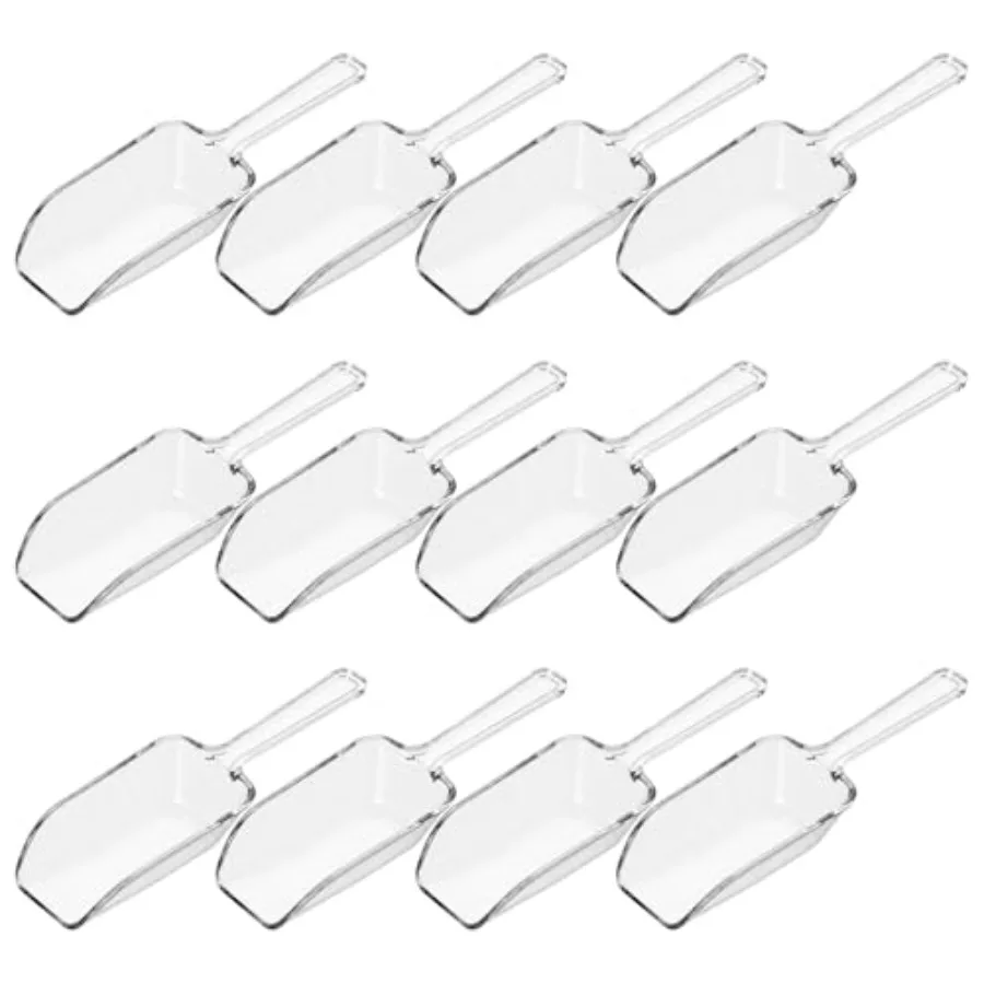 

12 Pcs Clear Acrylic Mini Scoops, 4.3 Inch Multi-Purpose Kitchen Small Scoops For Ice Cream, Candy, Popcorn, Cereal, Canisters,