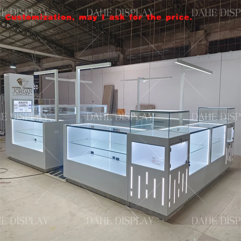 

custom.Shopping Mall Jewelry Kiosk Jewellery Repair Shop Glass Display Cabinet Display Counter Luxury Jewelry Showcase