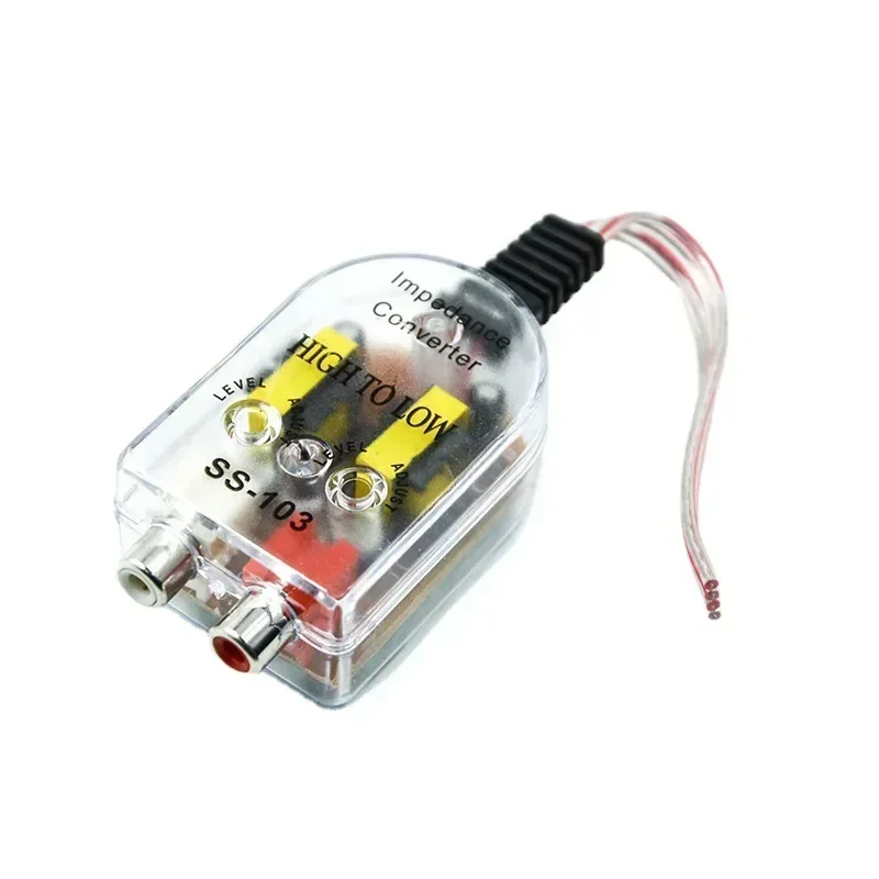 Auto Audio Converter, Adjustable Sound Subwoofer Amplifier, High To Low Sockets, Car Speaker To RCA Level Adaptor, Line Out