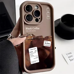 Coffee Phone Case For iPhone 15 Pro Case For iPhone 11 12 13 14 Pro Max XR XS X 7 8 Plus SE Candy Color Shockproof Bumper Cover