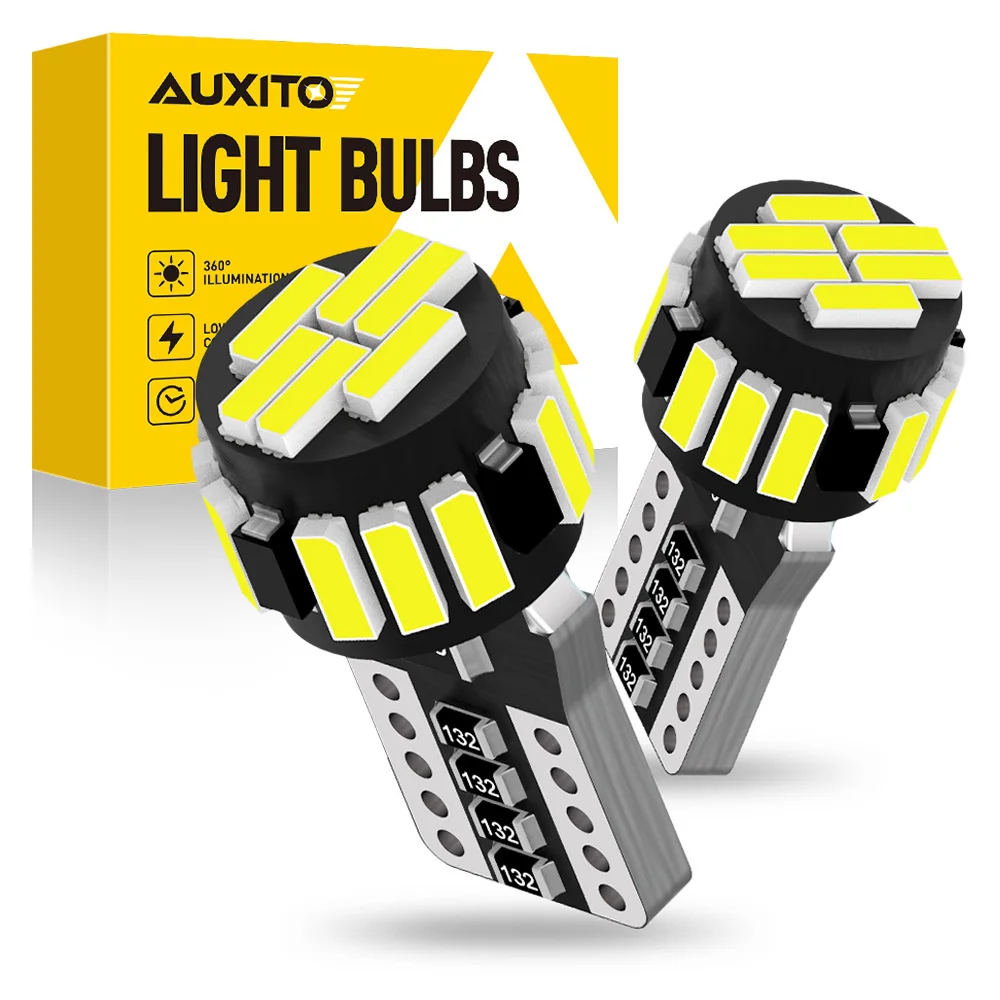 2Pcs AUXITO T10 LED Car Bulb Canbus Error Free W5W LED Lights Interior Lighting Position Parking Signal Lamp 12V
