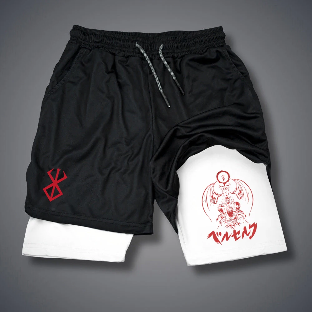 2-in-1-Kompressionsshorts für Herren, Fitnessstudio, Workout, Laufshorts mit Handytaschen, sportliche, schnell trocknende Activewear – Detail 8