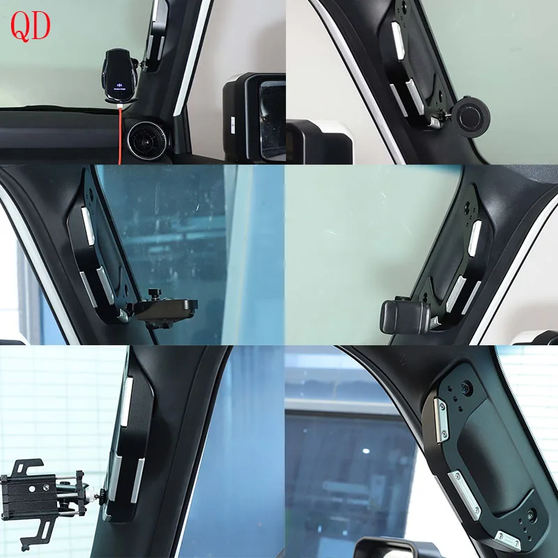

For Toyota Land Cruiser Prado 250 LC250 2024+ Aluminum alloy black car A-pillar handle mobile phone stand interior accessories