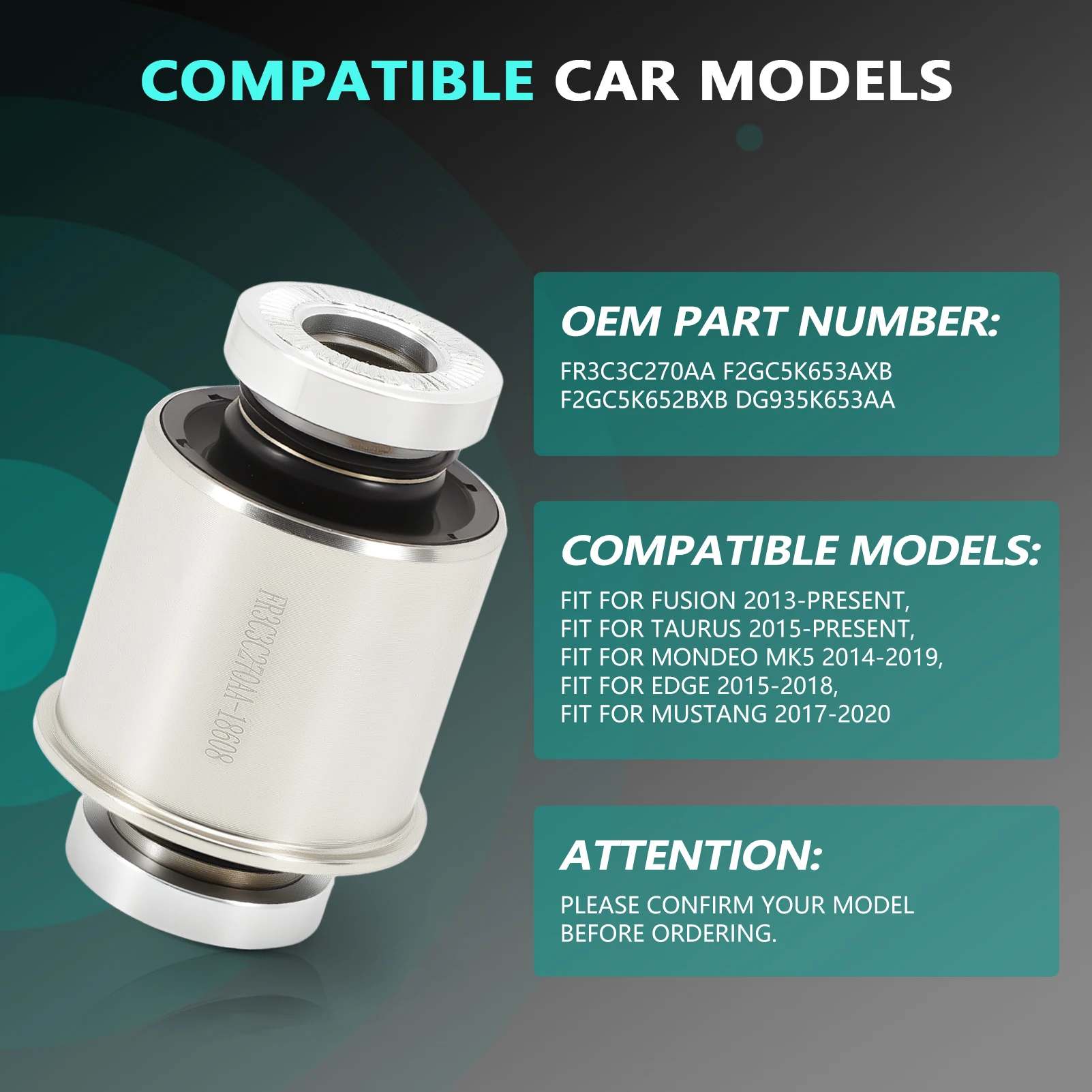 

2PCS 2497502 Rear Axle Suspension Trailing Control Arm Bushing Kit For Fusion 2013- Edge 2015-2018 Mustang 2017-2020 FR3C3C270AA